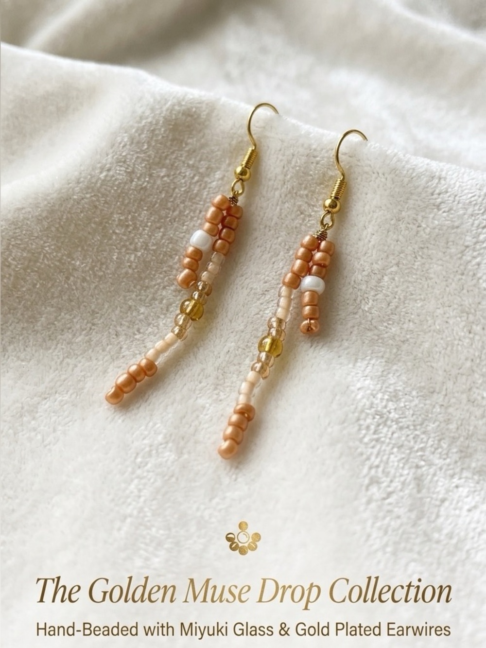 ❤️Amber Waves Hand-Beaded Dangle Earrings - Gold Plating